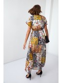 Maxi wrap dress with a belt, yellow FG646 - Online store - Boutique